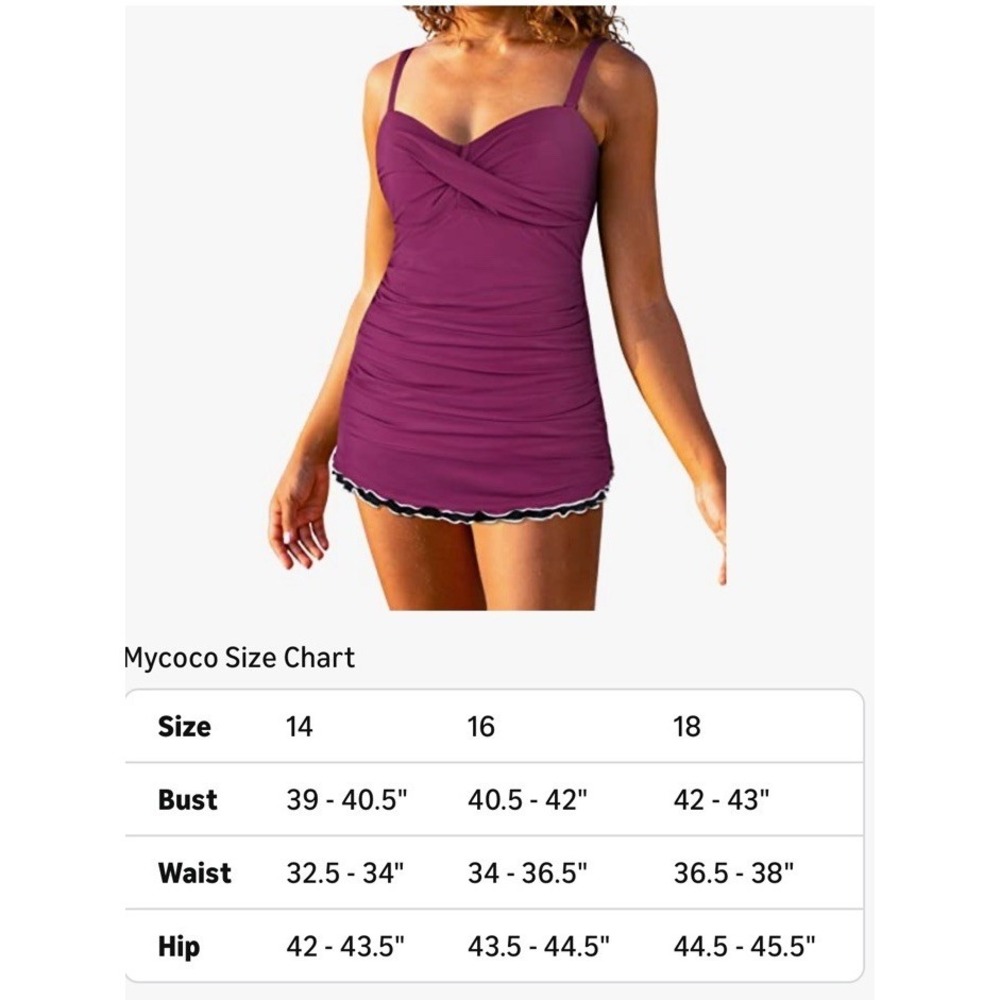 Mycoco 1Piece Ruffled Hem Tummy Control Bra Ruched Adjustable Coquette Size 16‎